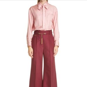 Authentic! Zimmermann tie neck silk blouse.